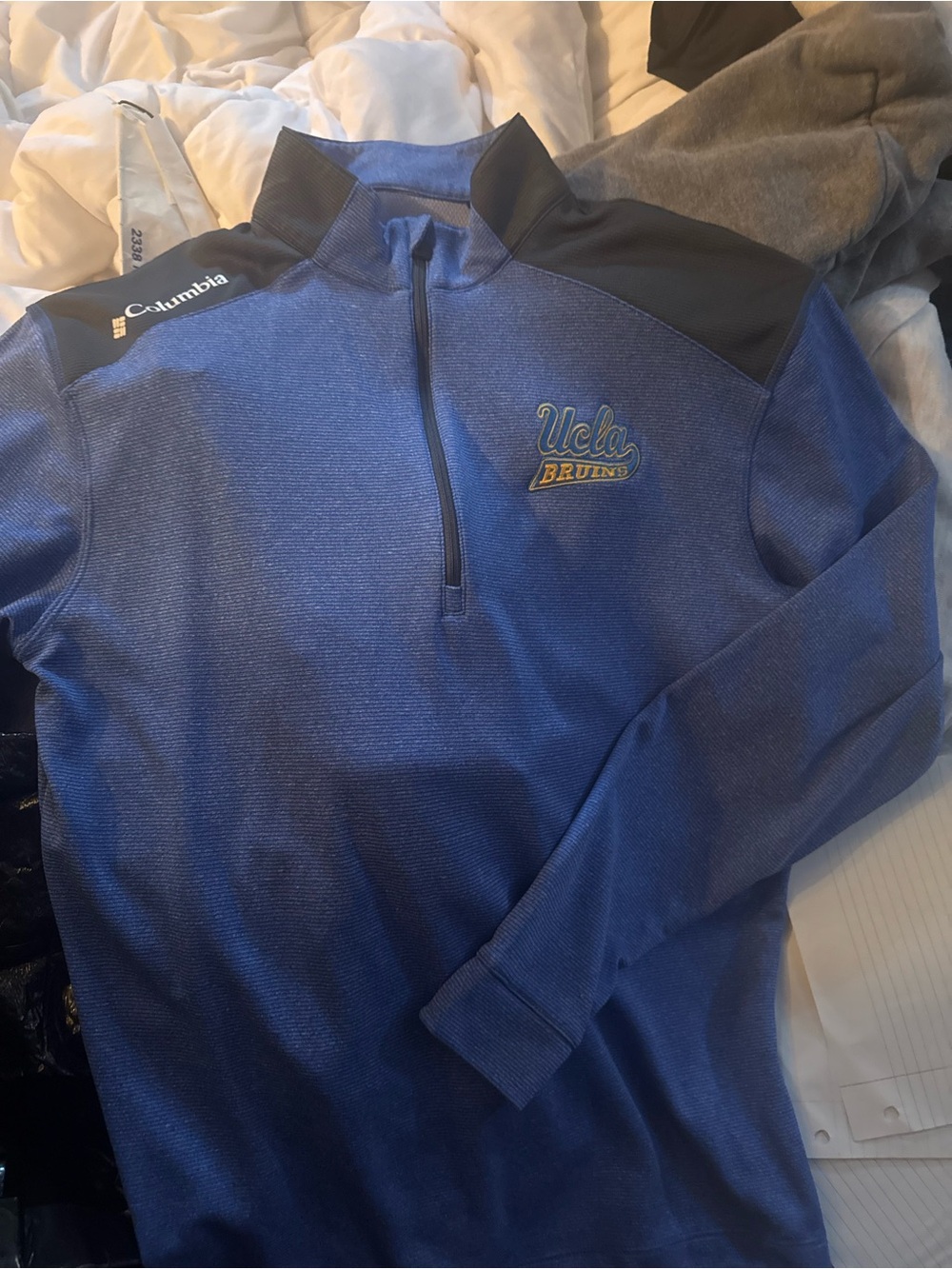 NWOT Columbia Blue and Black UCLA Bruins Quarter-Zip Pullover